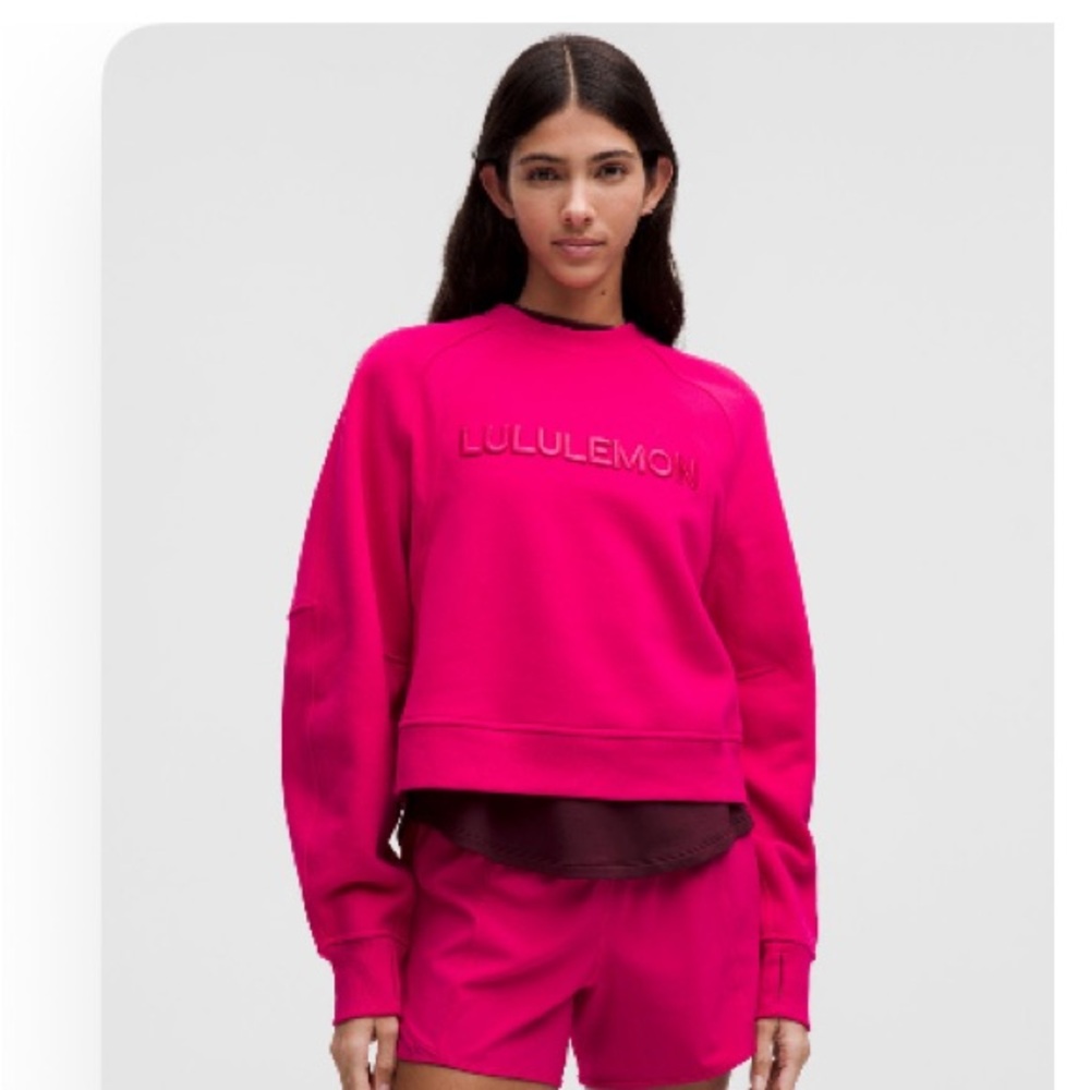 Lululemon Scuba Oversized Wordmark Pullover in Passionate Sweatshirt size M/L